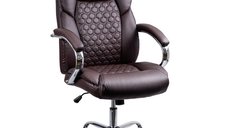 Scaun managerial OFF 652 maro din piele ecologica cu baza metalica