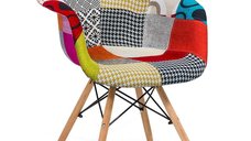 Scaun modern BUC 243 cu tapițerie patchwork multicolor