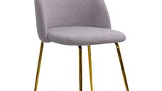 Scaun modern BUC 284 gri din material boucle cu picioare metalice aurii