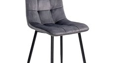 Scaun modern din catifea gri BUC 211 cu picioare metalice