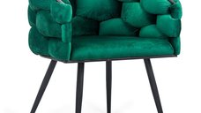 Scaun modern din catifea verde BUC 256 cu cadru metalic