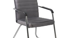 Scaun OFF 833V gri din catifea cu cadru cromat pentru vizitatori