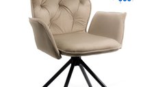 Scaun rotativ BUC 0224 din catifea bej - confort si eleganta in living