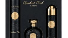 Set Cadou Lattafa Opulent Oud - Apa de Parfum 100 ml, Spray Parfumat 200 ml si Air Freshener 300 ml