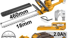 Fierastrau Electric INGCO CHTLI20461E pentru Gard Viu 20V, 460mm, 2800 spm, Lama Laser, Accumulator 2Ah Inclus