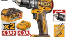 INGCO CIDLI209686E - Masina de Gaurit si Insurubat cu Impact 20V, 96Nm, Motor Brushless, 2 Viteze, 2 Acumulatori 4.0Ah