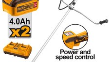 Ingco CSTLI202522 Motocoasa Trimmer Electric 40V cu 2 Acumulatori de 4Ah