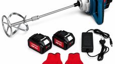Mixer pentru mortar CAMPION PROFESSIONAL CMP1831, 2 acumulatori Li-Ion 48V, 0-850 RPM, prindere M14, 2 palete