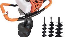Motoburghiu Profesional B7576 52cc cu 3 Burghie pentru Sapare Eficienta