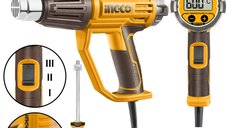Pistol cu Aer Cald 2000W HG200058 – Control Digital LCD, Temperaturi 50-600°C, 3 Trepte de Debit Aer, Set Duze Inclus