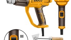 Pistol cu Aer Cald Ingco HG200078, 2000W, 3 Setări de Temperatură + Accesorii