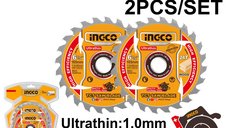 Set 2 Discuri Widia pentru Lemn 185mm INGCO TSB1853 - Ultra Subtiri 1.0mm 24T
