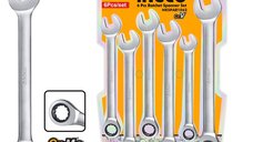 Set 6 chei combinate cu clichet 8-17 mm, Cr-V, INGCO HKSPAR1062