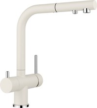 Baterie bucatarie Blanco Fontas-S II cu 3 cai  dus extractibil  alb antic - 1