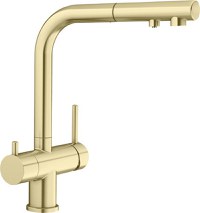 Baterie bucatarie Blanco Fontas-S II cu 3 cai  dus extractibil  auriu satinat - 1