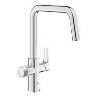 Baterie bucatarie cu 3 cai Grohe Blue Pure Start cu pipa pivotanta U  crom - 1