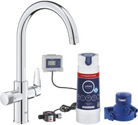 Baterie bucatarie Grohe Blue Pure BauCurve cu sistem filtrare Ultrasafe  starter kit  crom - 1