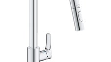 Baterie bucatarie Grohe Eurosmart cu dus extractibil  pipa L  crom