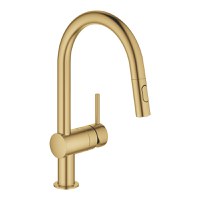 Baterie bucatarie Grohe Minta cu dus extractibil  pipa C  brushed cool sunrise - 1