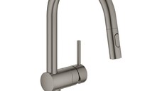 Baterie bucatarie Grohe Minta cu dus extractibil  pipa C  brushed hard graphite