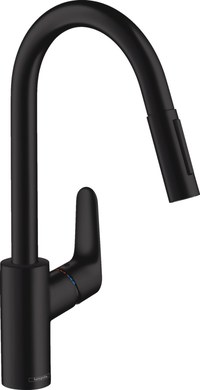 Baterie bucatarie Hansgrohe Focus 240  dus extractibil  negru mat - 1