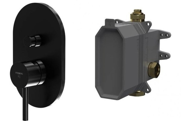 Baterie cada - dus Steinberg Seria 100 Matt Black cu montaj incastrat  corp ingropat inclus