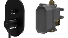 Baterie cada - dus Steinberg Seria 100 Matt Black cu montaj incastrat  corp ingropat inclus