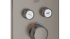 Baterie cada - dus termostatata Grohe Grohtherm SmartControl cu 2 functii  montaj incastrat  necesita corp ingropat  brushed hard graphite