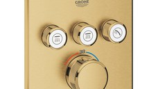 Baterie cada - dus termostatata Grohe Grohtherm SmartControl cu 3 functii  montaj incastrat  necesita corp ingropat  brushed cool sunrise