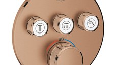 Baterie cada - dus termostatata Grohe Grohtherm SmartControl Round cu 3 functii  montaj incastrat  necesita corp ingropat  brushed warm sunset