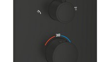 Baterie cada - dus termostatata Grohe Grohtherm Square cu 2 functii  montaj incastrat  necesita corp ingropat  matte black