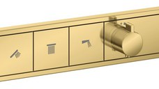 Baterie cada - dus termostatata Hansgrohe RainSelect cu 3 functii  montaj incastrat  necesita corp ingropat  gold optic lustruit