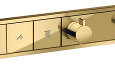 Baterie cada - dus termostatata Hansgrohe RainSelect cu montaj incastrat  necesita corp ingropat  gold optic lustruit