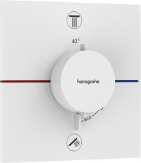 Baterie cada - dus termostatata Hansgrohe ShowerSelect Comfort E cu 2 functii montaj incastrat necesita corp ingropat alb mat - 1