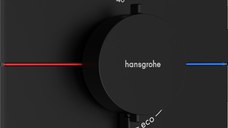 Baterie cada - dus termostatata Hansgrohe ShowerSelect Comfort E cu montaj incastrat necesita corp ingropat negru mat