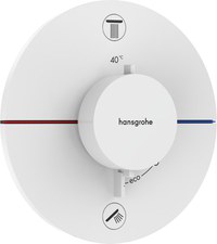 Baterie cada - dus termostatata Hansgrohe ShowerSelect Comfort S cu 2 functii  montaj incastrat  necesita corp ingropat  alb mat - 1