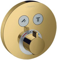 Baterie cada - dus termostatata Hansgrohe ShowerSelect S cu montaj incastrat  necesita corp ingropat  gold optic lustruit - 1