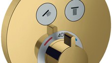 Baterie cada - dus termostatata Hansgrohe ShowerSelect S cu montaj incastrat  necesita corp ingropat  gold optic lustruit