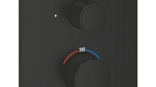 Baterie dus termostatata Grohe Grohtherm Square cu montaj incastrat  necesita corp ingropat  matte black