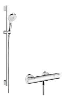 Baterie dus termostatata Hansgrohe Ecostat 1001 CL cu set de dus Crometta Vario cu bara 0.9m - 1