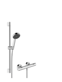 Baterie dus termostatata Hansgrohe Ecostat Fine cu set de dus Activera Select S 95 2jet EcoSmart cu bara 65 cm  crom - 1