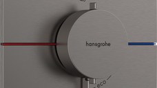 Baterie dus termostatata Hansgrohe ShowerSelect Comfort E cu montaj incastrat  necesita corp ingropat  negru periat