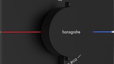 Baterie dus termostatata Hansgrohe ShowerSelect Comfort E On/Off cu montaj incastrat  necesita corp ingropat  negru mat