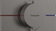 Baterie dus termostatata Hansgrohe ShowerSelect Comfort Q On/Off cu montaj incastrat necesita corp ingropat negru periat