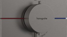 Baterie dus termostatata Hansgrohe ShowerSelect Comfort Q On/Off cu montaj incastrat  necesita corp ingropat  negru periat