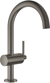 Baterie lavoar Grohe Atrio L cu pipa inalta  ventil click-clack  brushed hard graphite - 1