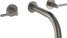 Baterie lavoar Grohe Atrio S din 3 elemente  180mm  de perete  necesita corp ingropat  brushed hard graphite