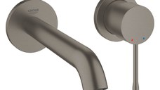 Baterie lavoar Grohe Essence New M din 2 elemente  de perete  montaj incastrat  necesita corp ingropat  brushed hard graphite