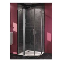 Cabina de dus Huppe X1B semirotunda 90cm cu usi batante si segment fix  sticla clara 6mm si profile crom - 1