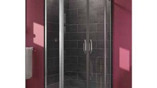 Cabina de dus Huppe X1B semirotunda 90cm cu usi batante si segment fix  sticla clara 6mm si profile crom